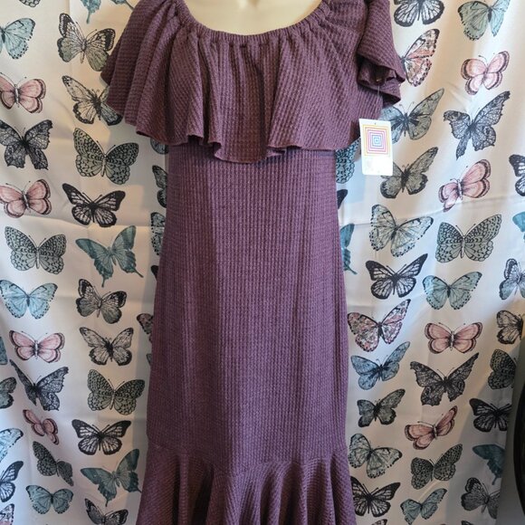 LuLaRoe Plum Ruffle Cici Dress NWT - Picture 6 of 8